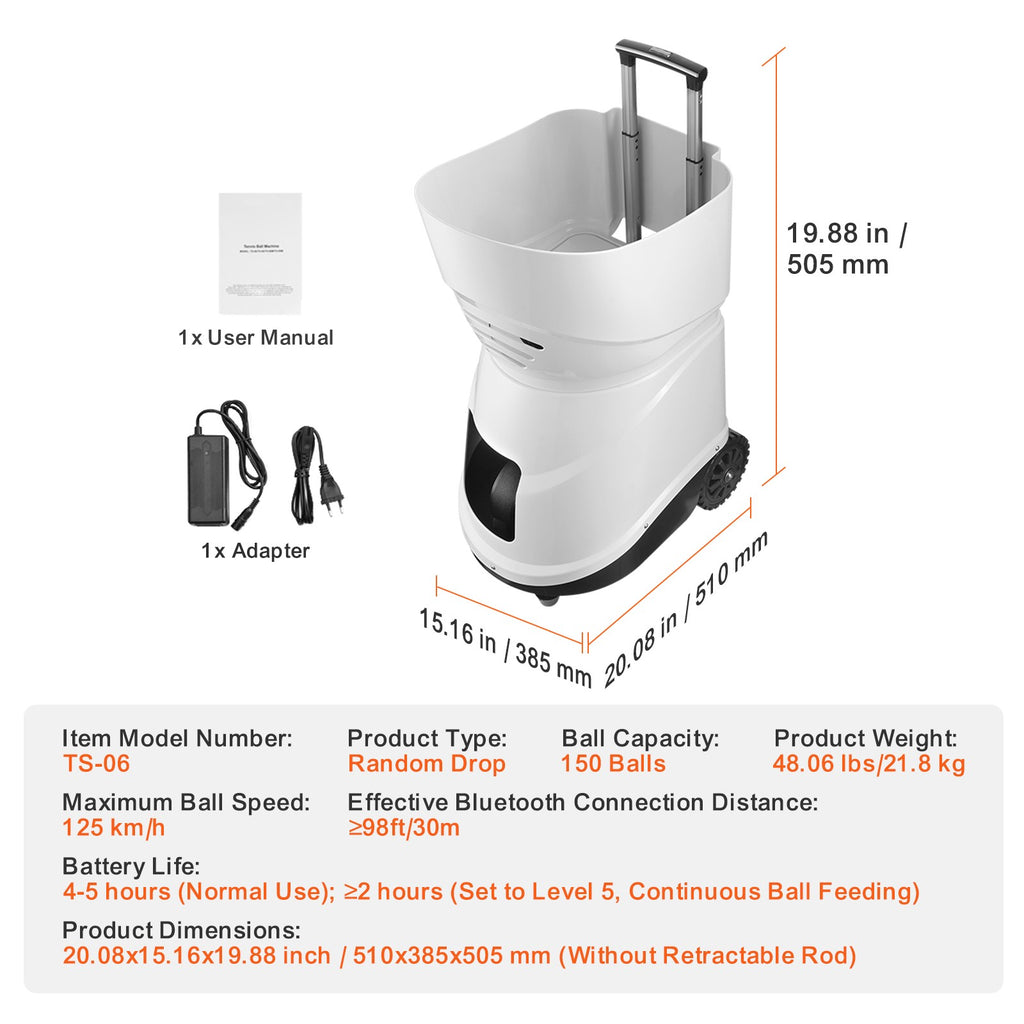 Máquina De Pelotas De Tenis Uimoso Lanzador De Pelotas Práctica De Entrenamiento 125 Km/H Automático